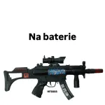 Czarny karabin zabawkowy na baterie z celownikiem i chwytakiem