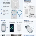 Power Bank MagSafe 5000mAh 20W USB-C biały szary magnetyczny