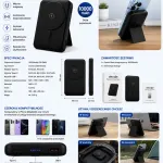 Powerbank Magnetyczny 10000mAh MagSafe 15W USB-C z Podstawką Czarny
