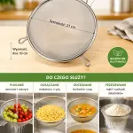 Sitko kuchenne ze stali nierdzewnej z drewnianą rączką 42 cm