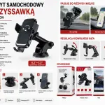 Uchwyt samochodowy na telefon z przyssawką 360° regulowany czarny