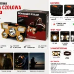 Akumulatorowa latarka czołowa LED USB XPE + 4 COB czarno-złota