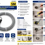 Sprężyna do przepychania rur kanalizacyjnych 5 m z ergonomiczną rączką