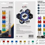 Zestaw bezpieczników samochodowych MINI z próbnikiem napięcia 6-24V i krokodylkiem