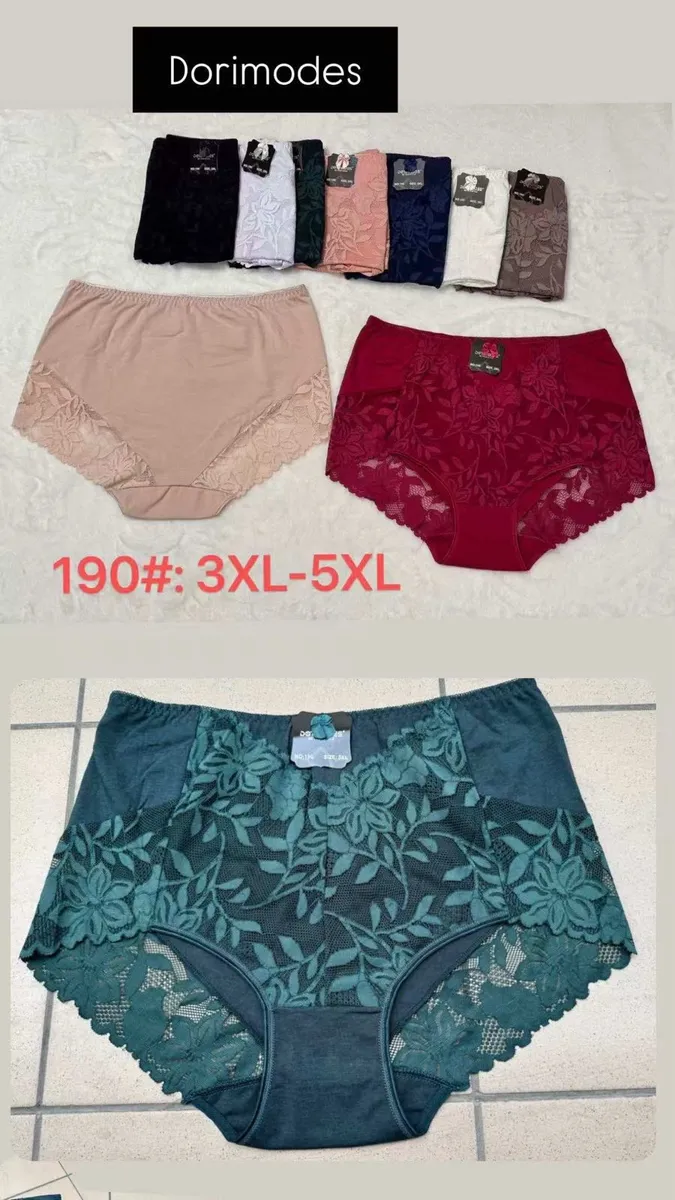 Majtki damskie plus size Dorimodes w różnych kolorach z koronką i kwiatowym wzorem