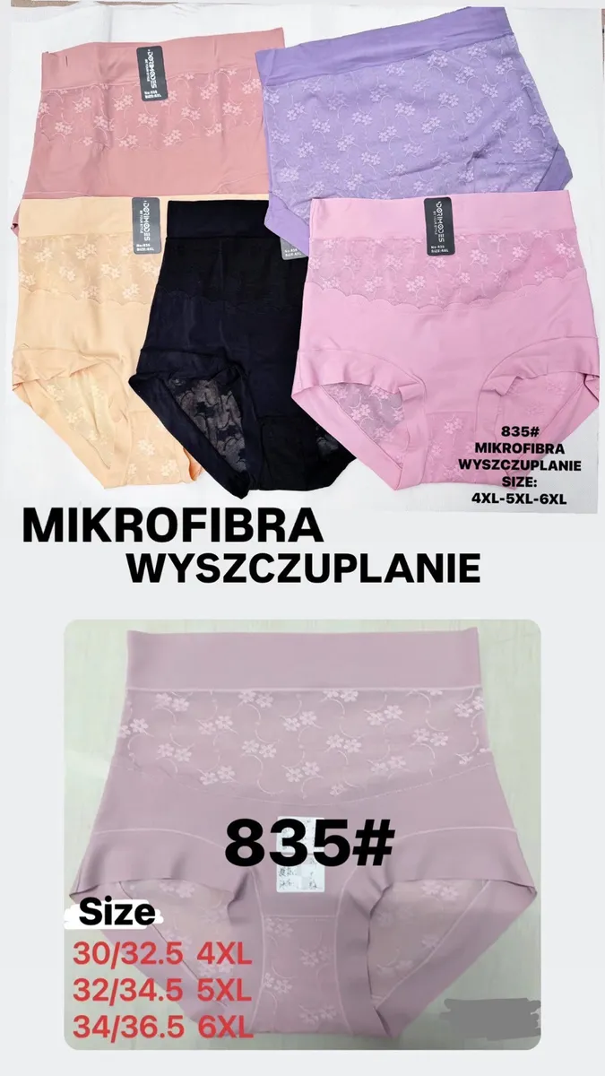 Majtki damskie wyszczuplające z mikrofibry w pastelowych kolorach i czerni, rozmiary 4XL-6XL
