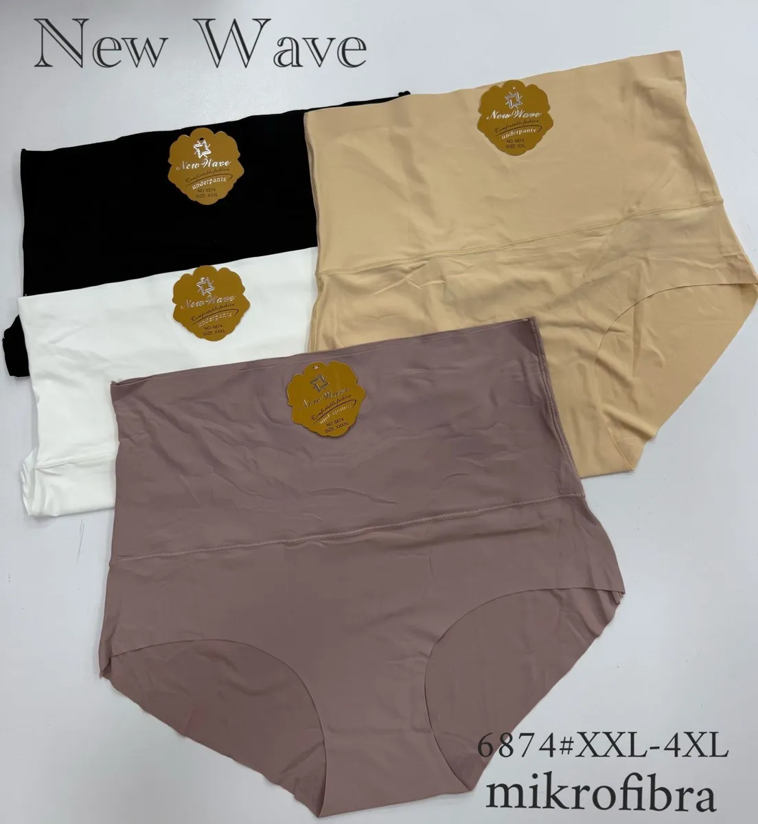 Majtki damskie New Wave mikrofibra w kolorach czarnym, białym, beżowym i brązowym, rozmiar XXL-4XL