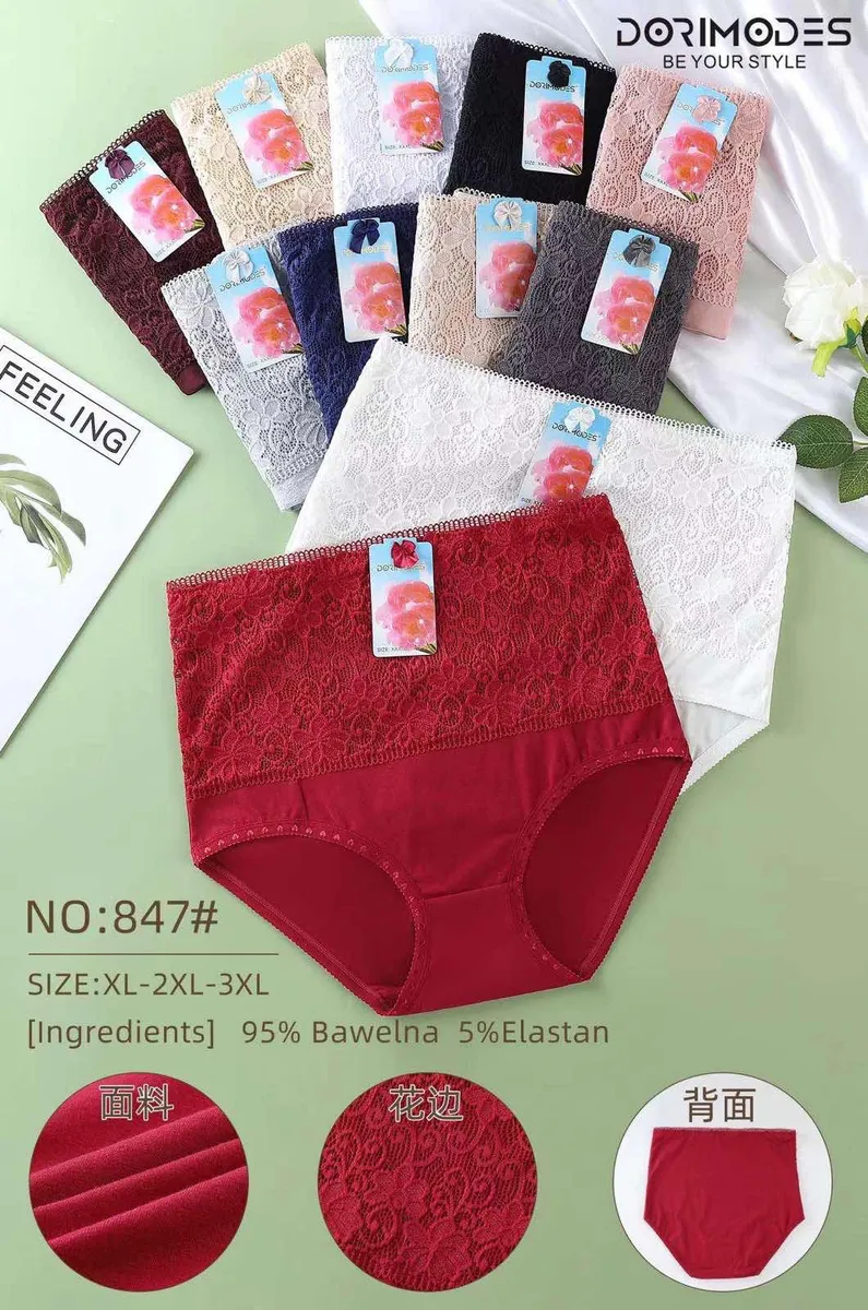 zestaw majtek damskich z koronką w różnych kolorach, rozmiary XL-3XL