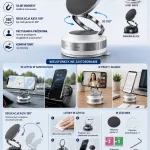 Magnetyczny uchwyt do telefonu z przyssawką regulacja 180° czarny lub biały