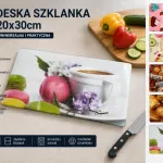Deska szklana do krojenia 20x30 cm szkło hartowane z antypoślizgowymi nóżkami