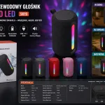 Bezprzewodowy Głośnik Bluetooth LED RGB 10W czarny z kolorowym światłem