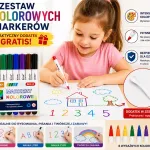 Zestaw 8 kolorowych markerów do rysowania i pisania z dodatkiem gratis