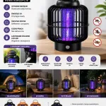 Elektryczna lampa owadobójcza UV z oświetleniem LED czarna 12,5x16,8 cm