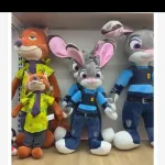 Pluszowy królik policjant szary z różowymi uszami 35 cm