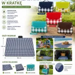 Mata Piknikowa Składana Granatowa w Kratkę 150x130 cm