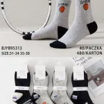 Skarpety Męskie PESAIL z Koszykówką Szare i Czarne 31-38