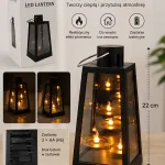 Latarenka LED 3D Czarna 22cm Efekt Płomienia