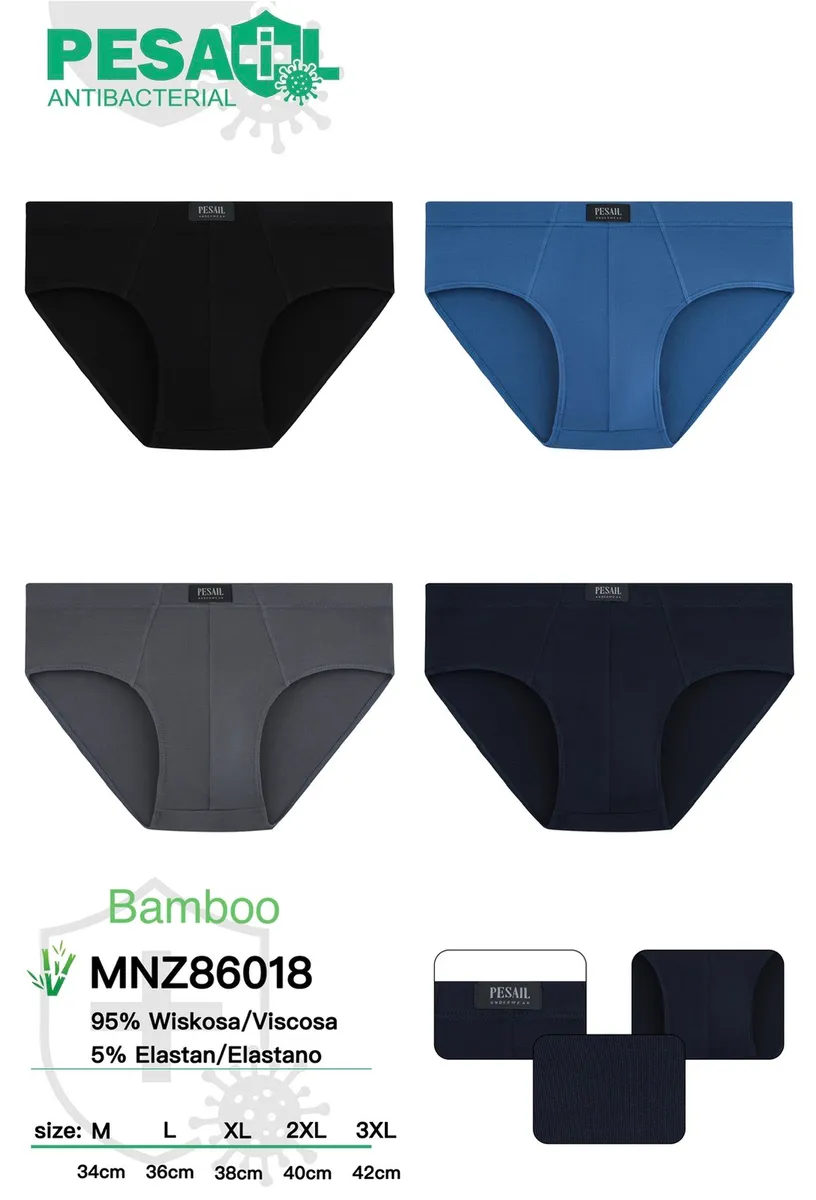 czarne, granatowe, szare i niebieskie slipy męskie Pesail Bamboo z wiskozy i elastanu