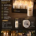 Świeca LED z Krzyżem 12,5 cm Ciepłe Białe Światło