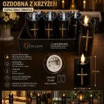 Świeca LED z Krzyżem Czarna 12,5 cm Ciepłe Białe Światło