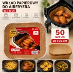 Wkłady papierowe do Airfryera 20x20 cm 50 sztuk brązowe