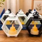 Lampion LED z Efektem Płomienia Ciepłe Białe Światło Biały i Czarny
