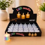 Zestaw 24 Świeczek LED Tealight z Baterią, Efekt Płomienia