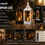 Lampion LED Starlex 22 cm czarny i biały z efektem płomienia