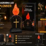 Lampion nagrobny LED z efektem żywego płomienia czerwony płomień