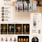 Świeca LED Religijna 15 cm z motywem Maryi i Jezusa na baterie