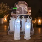 Świeca LED na baterie 18 cm przezroczysta z efektem płomienia