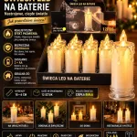 Świeca LED na baterie 18 cm ciepła biała imitacja płomienia