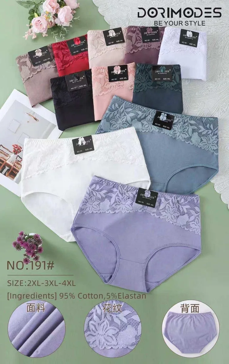 zestaw majtek damskich z koronką w różnych pastelowych kolorach i rozmiarach 2XL-4XL