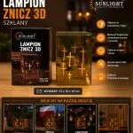 Lampion Znicz 3D Szklany z Efektem Głębi 15x10x10 cm