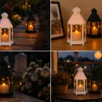 Lampion LED Dekoracyjny z Efektem Płomienia 21 cm, biały i czarny