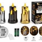 Świeca LED na baterie 3 płomienie ciepłe światło 2×AA 3 kolory