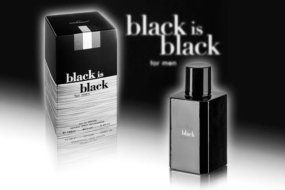 czarny flakon wody perfumowanej Black is Black for Men 100ml z opakowaniem