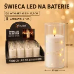 Świeca LED na baterie 12,5 cm z dekoracyjnym drucikiem świetlnym