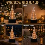 Dekoracyjna Choinka LED na Baterie 15 cm przezroczysta z gwiazdą