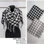 Szalik w kratę czarno-biały 50% bawełna 50% wiskoza