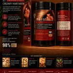 Keratin Nawilżająca i Wygładzająca Kremowa Maska do Włosów 1000ml
