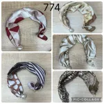 Apaszka satynowa z perłą ozdobną mix wzorów beżowo-brązowych