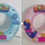 Koło do pływania 80cm z nadrukiem dinozaura niebieskie i różowe