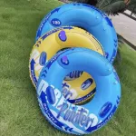 Koło do pływania 120 cm niebiesko-żółte z uchwytami