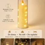 Dekoracyjna Świeca LED z Drucikiem Świetlnym 17,5 cm, zasilanie 2×AA