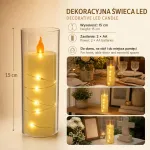 Dekoracyjna Świeca LED 15 cm z Drucikiem Świetlnym na 2×AA