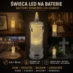 Świeca LED na baterie 6,5 × 18 cm światło stałe bez migania