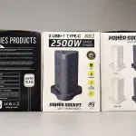 Listwa zasilająca wieżowa 8 gniazd czarna z USB i Type-C 2500W