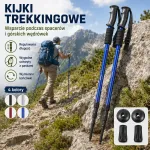 Kijki trekkingowe regulowane granatowe z wymiennymi końcówkami