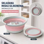 Składana Miska Silikonowa 31 cm Różowo-Szara Łatwa do Przechowywania